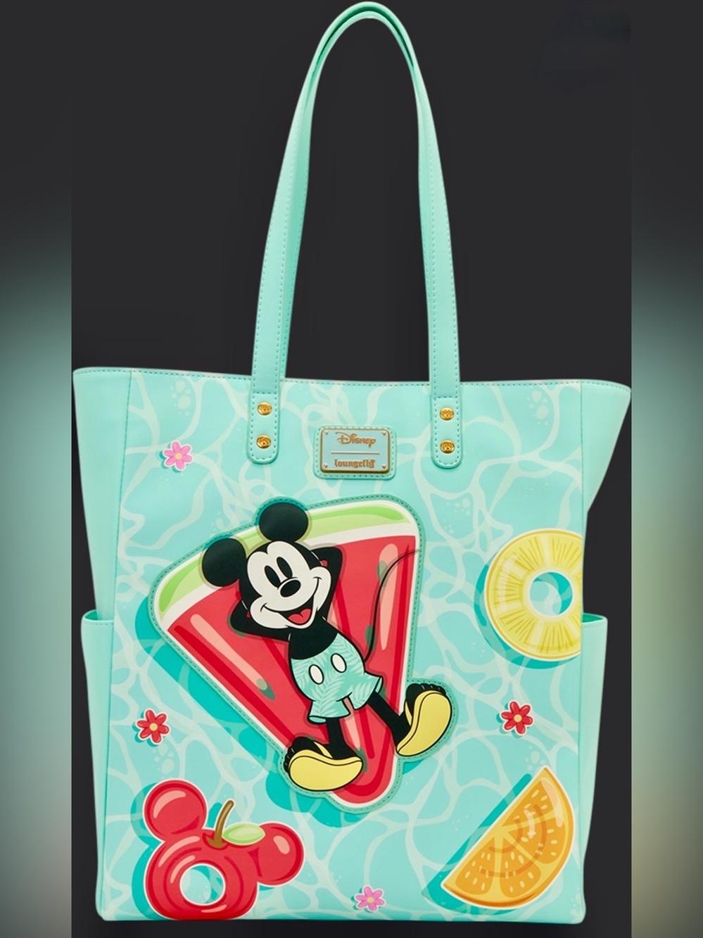 NEW w Tags Loungefly Disney Mickey Minnie Fruit Floats Summer Beach Fun Tote Bag